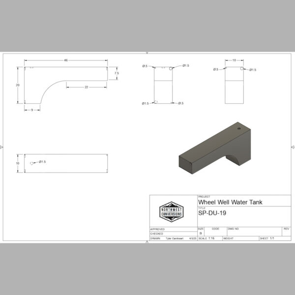 SP-DU-19 Gallon Wheel Well Water Tank - Image 6